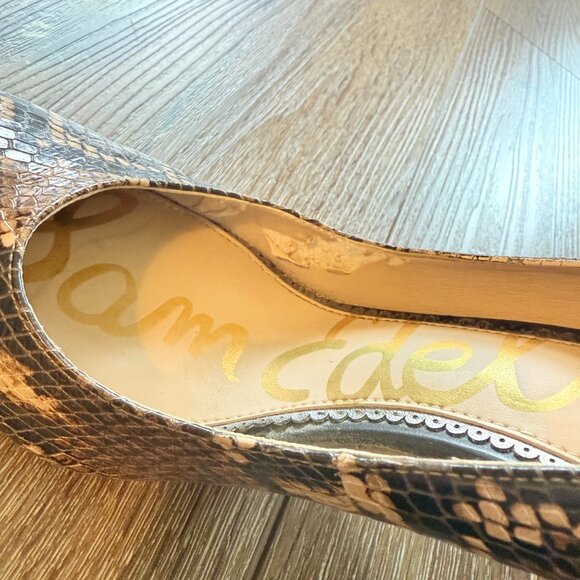SAM EDELMAN Womans Brown Snakeskin Hazel Stiletto Slip on Leather Pumps 7.5 - Picture 16 of 16